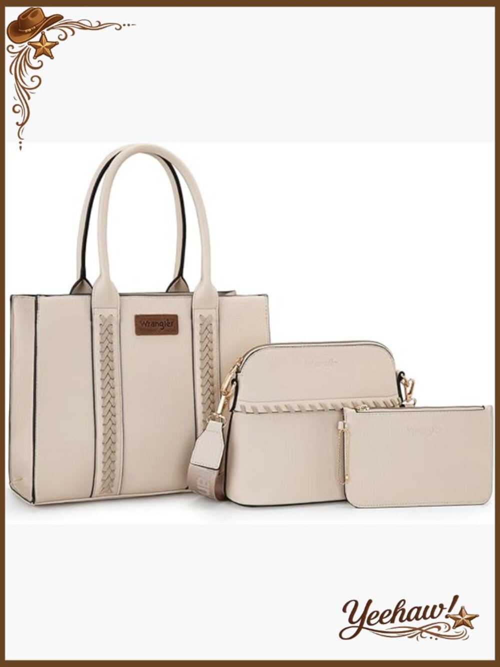 3pc Purses Set Tote Crossbody Wallet Set Faux Leather